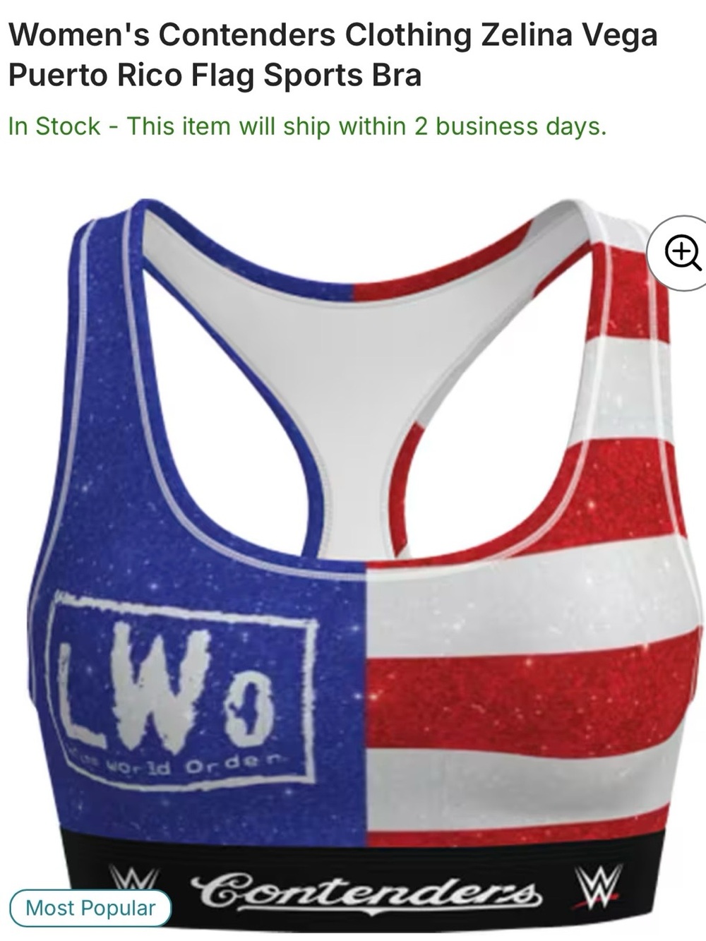 WWE Authentic Zelina Vega Women's Puerto Rico Flag Sports Bra - Blue & Red (med)